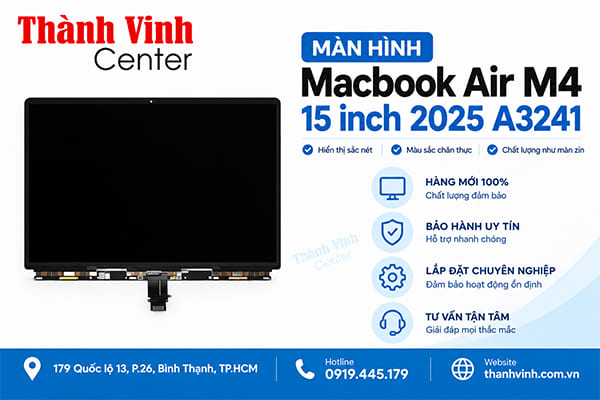 Sản phẩm màn hình Macbook Air M4 15 inch 2025 A3241