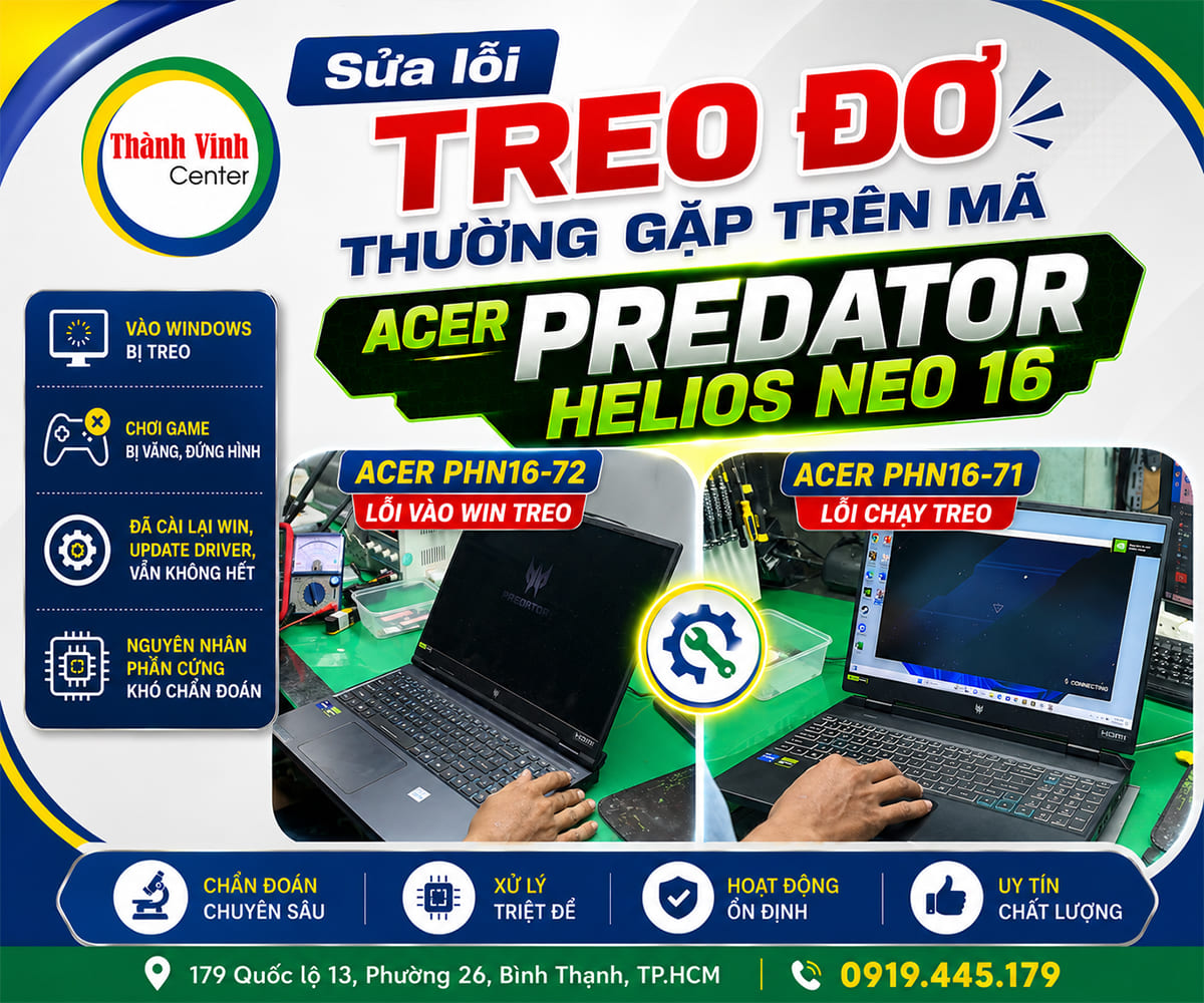 laptop gaming Acer Predator Helios Neo 16 treo đơ