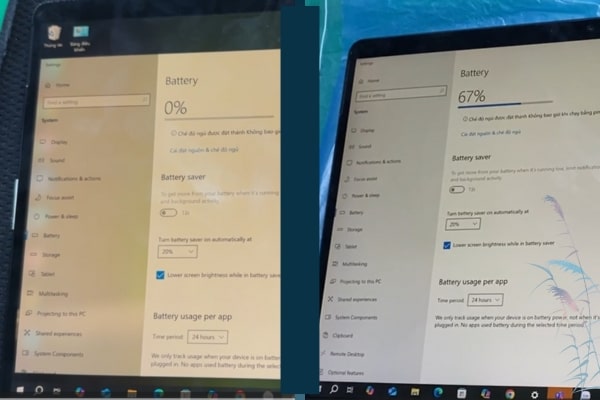 Trước và sau khi thay pin Surface Pro X