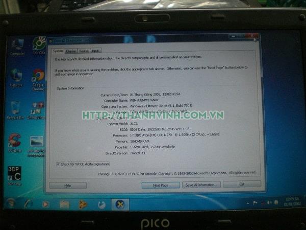 Rả Xác laptop Axioo Pico DJJ 616A Netbook Intel Atom N270
