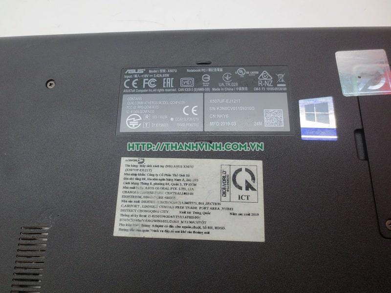 LAPTOP CŨ ASUS X507U CORE I5-8250U, VGA ONBOARD INTEL HD GRAPHICS, VGA RỜI NVIDIA GEFORCE MX130 2GB, RAM 4GB DDR4, HDD 1TB, LCD 15.6