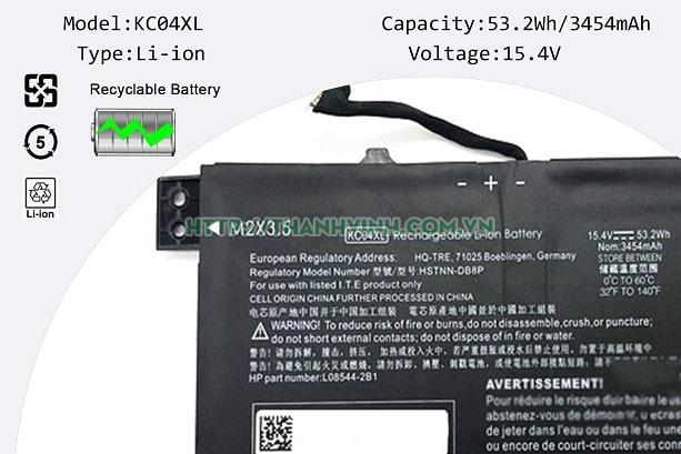 Pin laptop Hp Envy X360 13-AG 13M-AQ 13-AH mã KC04XL HSTNN-IB8K KC04053XL HSTNN-DB8P (15.4V 53.2Wh 3454mAh) L08496-855 L08544-1C1 L08544-2B1