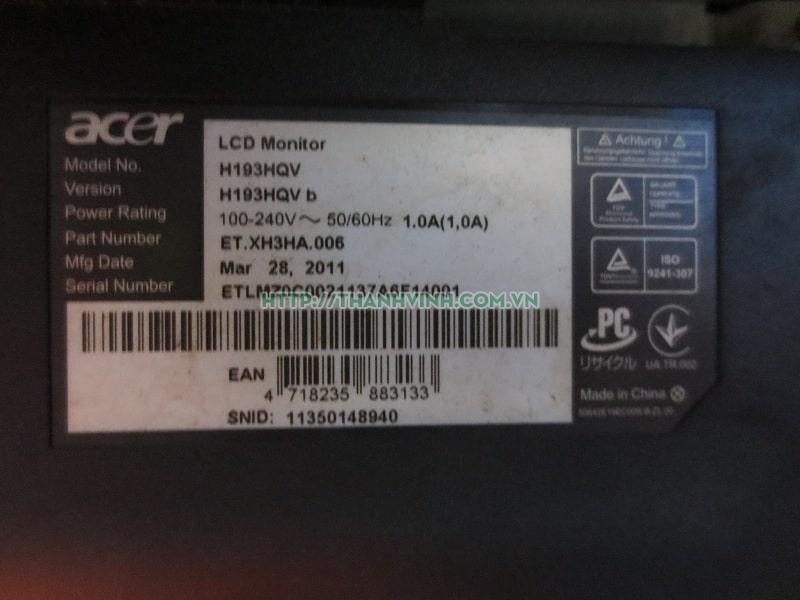 Màn hình máy tính cũ ACER 193HQV650 18.5''inch bị dính keo nhẹ độ phân giải 1366 x 768 pixel.(đã bán)